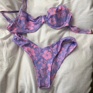 Kulani Kinis Floral Purple and Pink Bikini Set